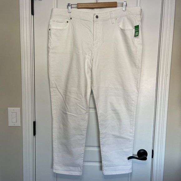GAP Girlfriend Mid Rise Jeans Women's Plus Size 34 (18R) White Cotton Denim FLAW - Picture 2 of 11